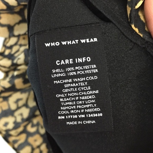 who What Wear Watercolor Cheetah Print Long Sleeve Ruffle Dress Women’s Size S - Picture 11 of 12